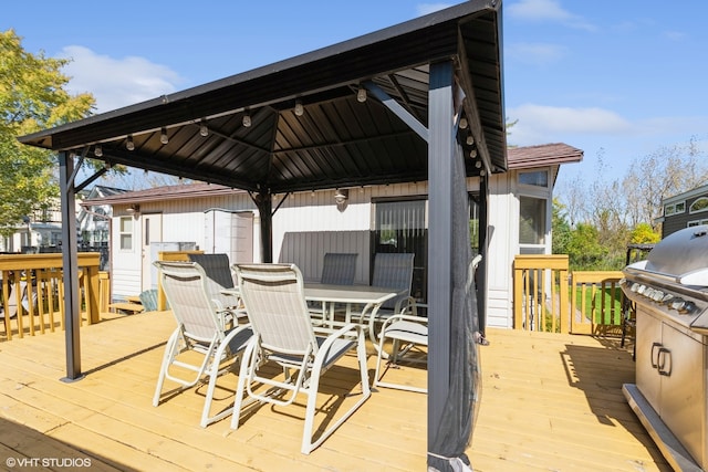 deck featuring a gazebo