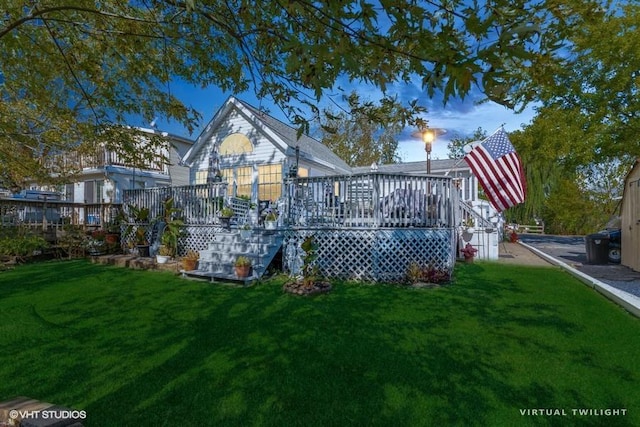 184 Eon Ln, Wilmington, IL 60481 - rear view of property featuring a deck and a yard