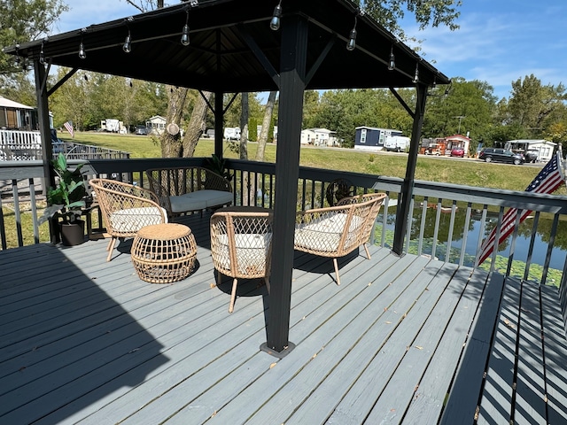 deck featuring a gazebo