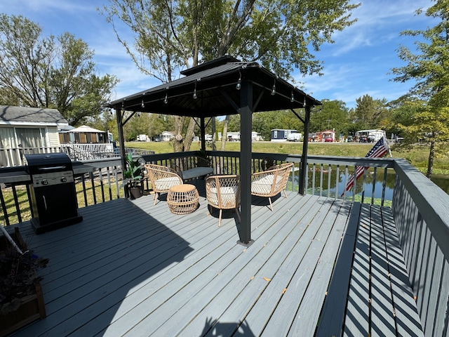 wooden terrace with a gazebo