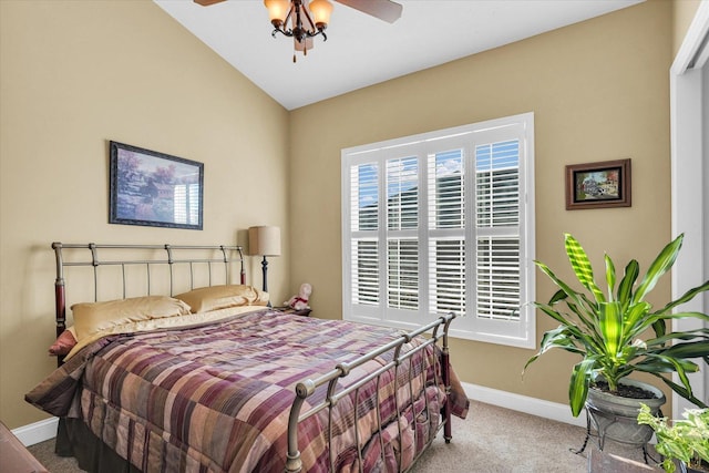 bedroom featuring baseboards, carpet, and a ceiling fan