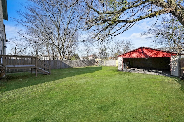 view of yard with a deck