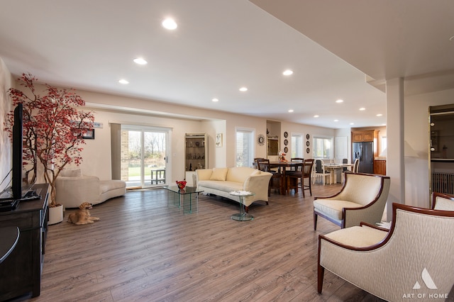 living room featuring light hardwood / wood-style floors