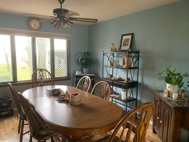 1522 E 7th Rd, Lostant, IL 61334 - dining room with ceiling fan and light wood finished floors