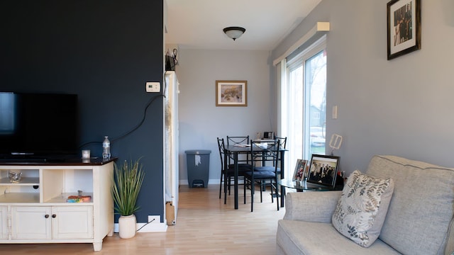 living room featuring light wood-type flooring