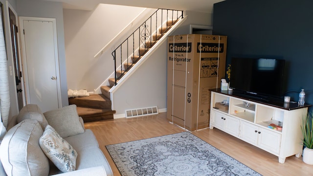 living room with light wood-type flooring