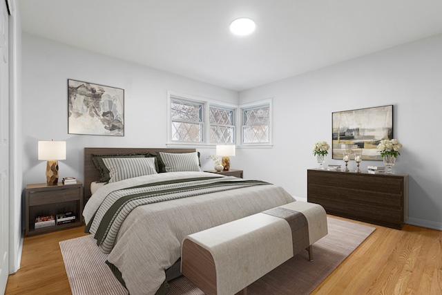 bedroom featuring light hardwood / wood-style floors