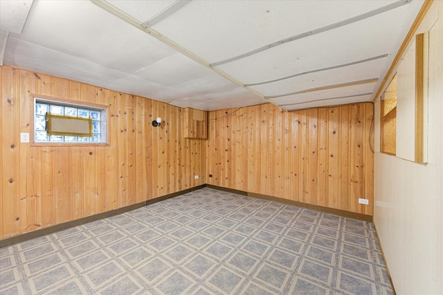 basement with wooden walls