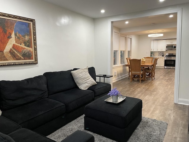 living room featuring light hardwood / wood-style floors