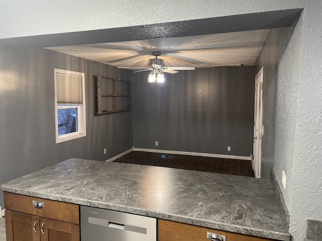 kitchen with ceiling fan and dishwasher