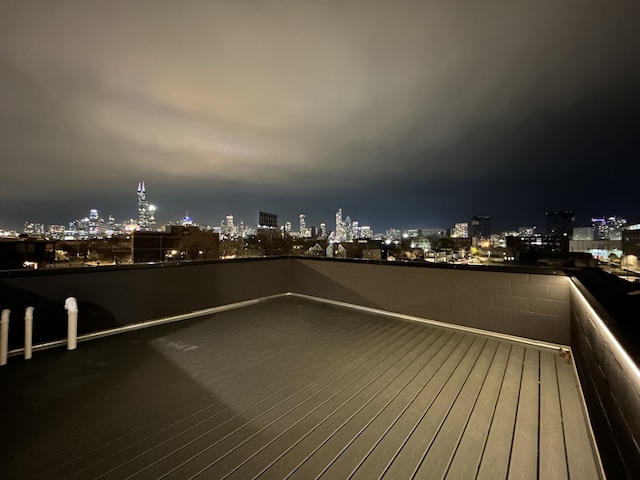 view of deck at night