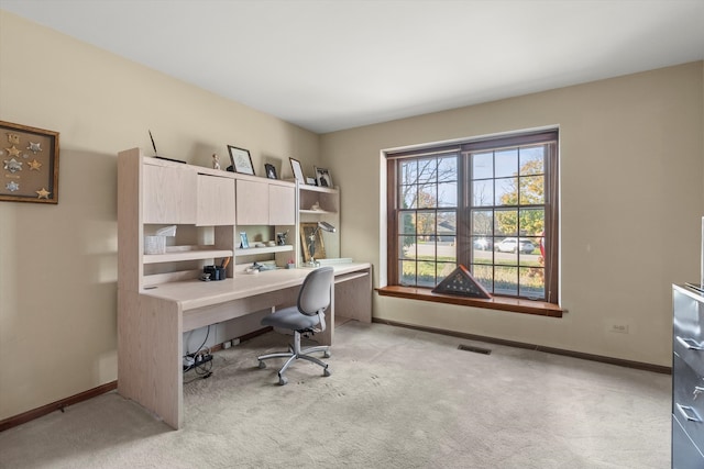 office with light colored carpet