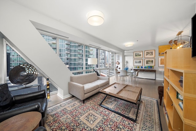 living room featuring hardwood / wood-style floors