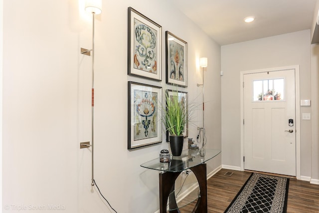 foyer featuring dark hardwood / wood-style flooring