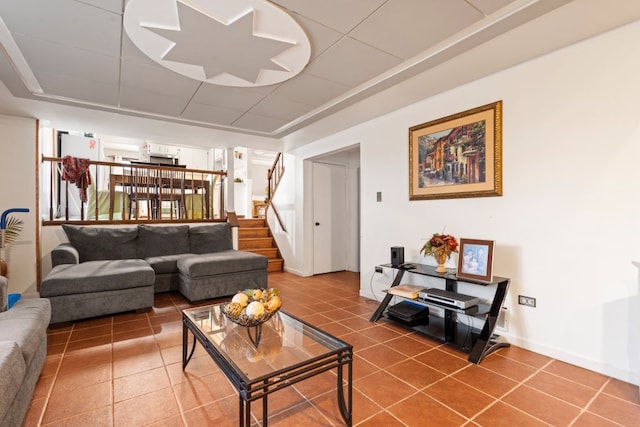 view of tiled living room