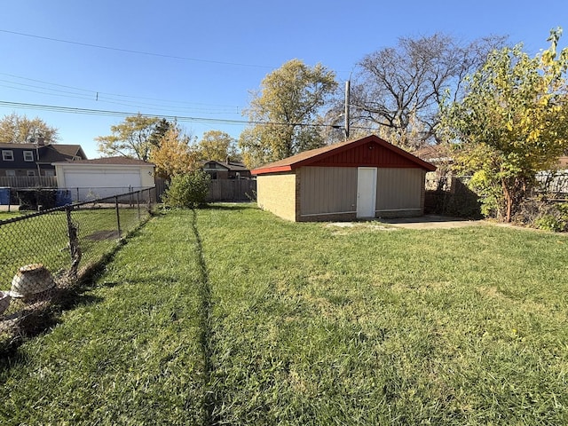 view of yard with a storage unit