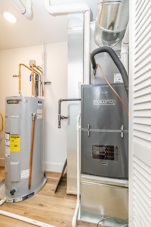 utility room featuring water heater