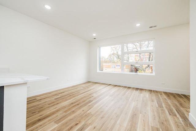 interior space with light hardwood / wood-style floors