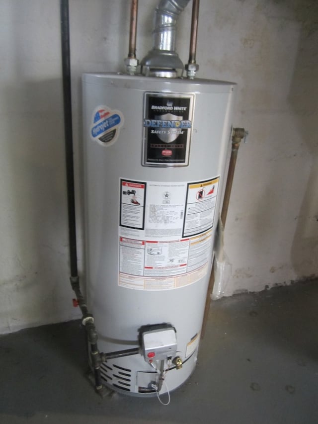 utility room featuring water heater