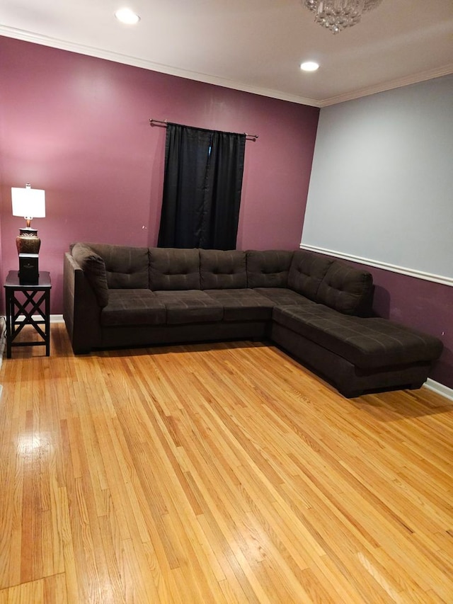 living room with light hardwood / wood-style flooring