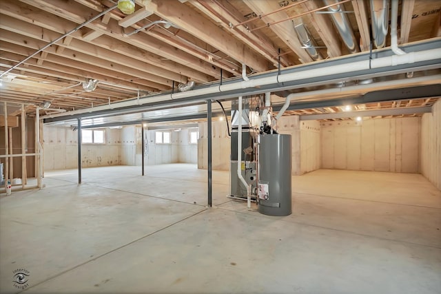 basement with gas water heater