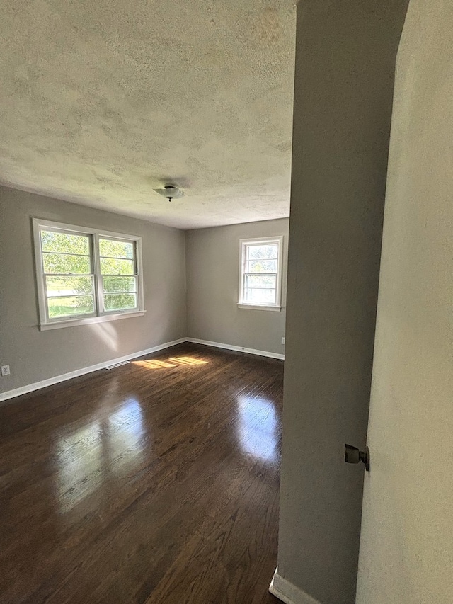 empty room featuring a healthy amount of sunlight and dark hardwood / wood-style floors