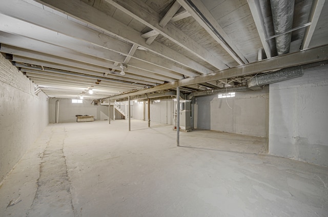 basement with heating unit