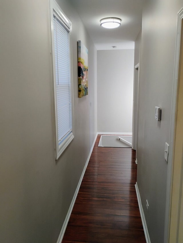 hall with dark hardwood / wood-style floors