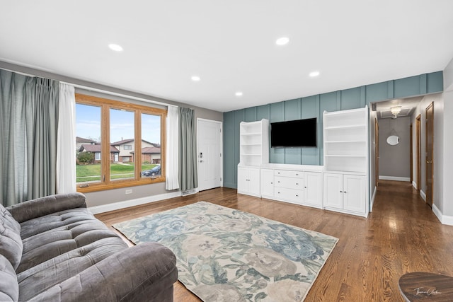 living room with hardwood / wood-style flooring