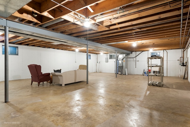 basement with heating unit