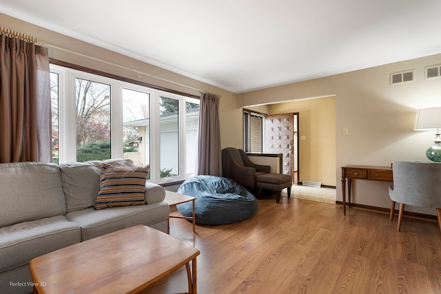 living room featuring light hardwood / wood-style flooring