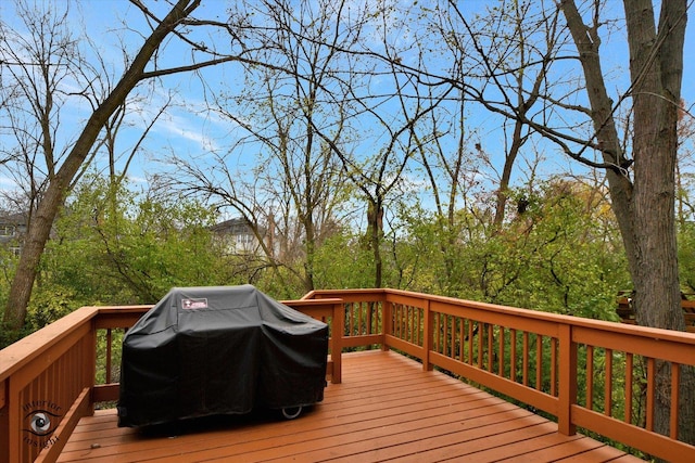 deck featuring area for grilling