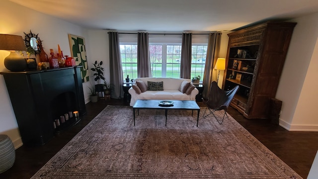 sitting room featuring dark hardwood / wood-style floors