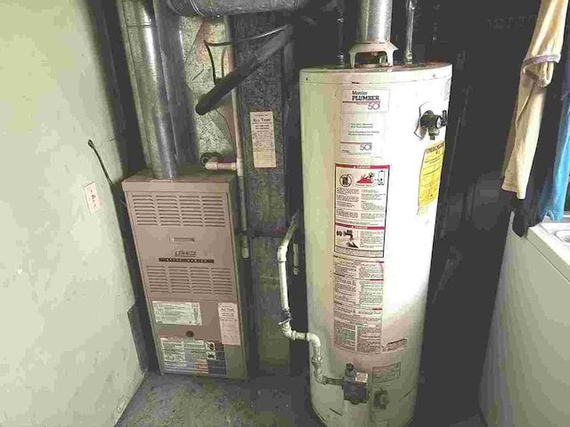 utilities featuring heating unit and water heater