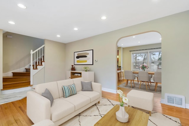 living room featuring light hardwood / wood-style flooring