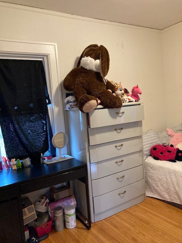 bedroom with light hardwood / wood-style floors