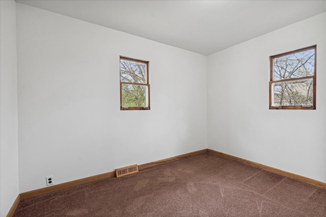 spare room featuring carpet floors and plenty of natural light