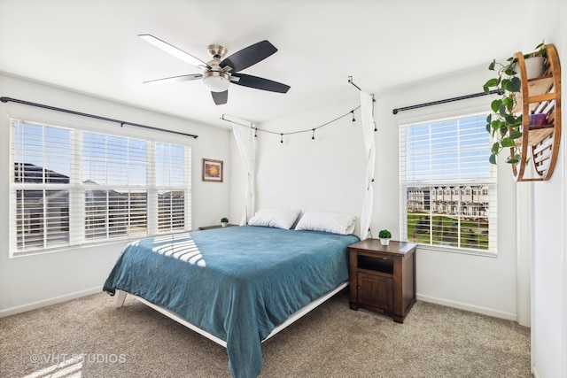 bedroom with carpet flooring and ceiling fan