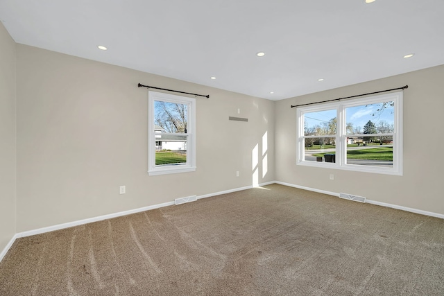 empty room featuring carpet flooring and a wealth of natural light