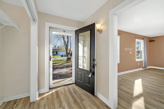 entryway with light wood-type flooring