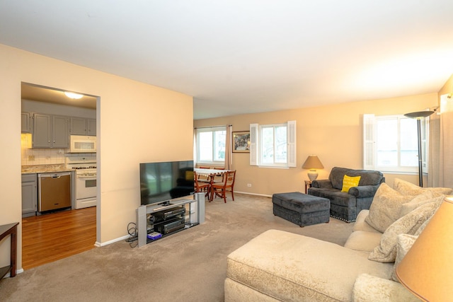 living room with light wood-type flooring