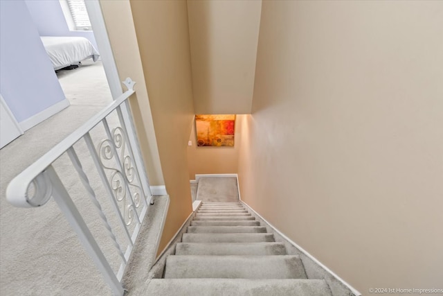 stairs featuring carpet