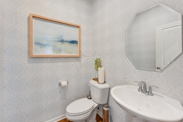 half bath with toilet and a sink