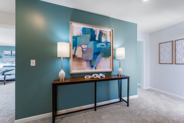 details with baseboards and carpet flooring