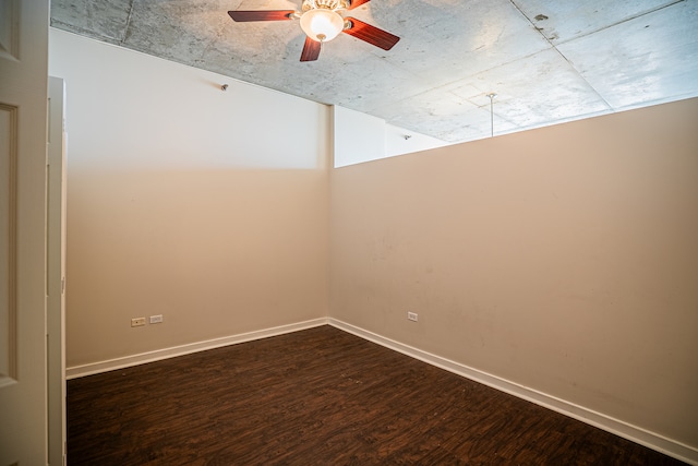 unfurnished room with ceiling fan and hardwood / wood-style flooring