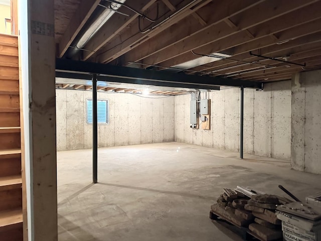 basement with electric panel