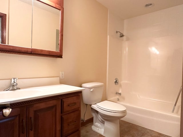 full bathroom with tile patterned flooring, vanity, toilet, and bathtub / shower combination