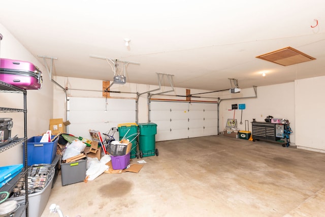 garage with a garage door opener