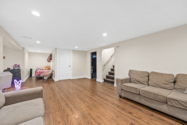 living room with hardwood / wood-style flooring