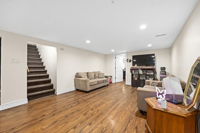 456 E 170th St, South Holland, IL 60473 - living area featuring wood finished floors, stairs, recessed lighting, and baseboards